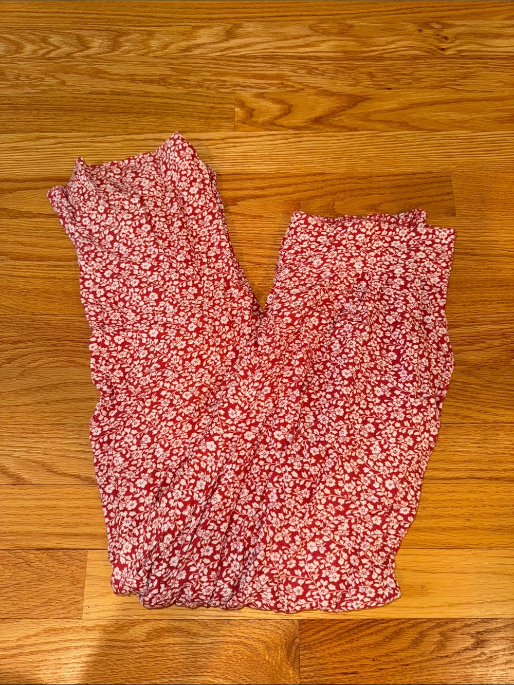 American Eagle Outfitters Red Floral Flare Pants